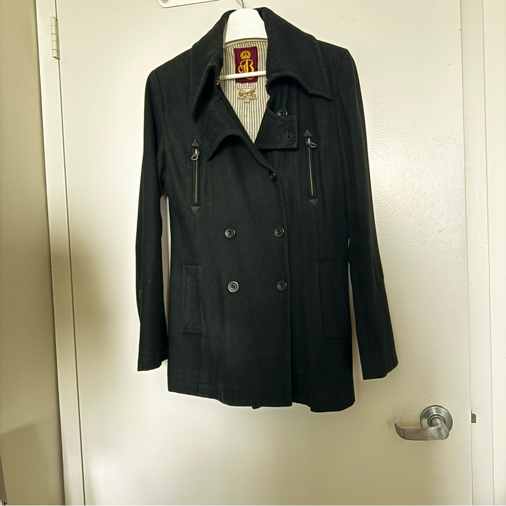 Classic Black Double-Breasted Pea Coat